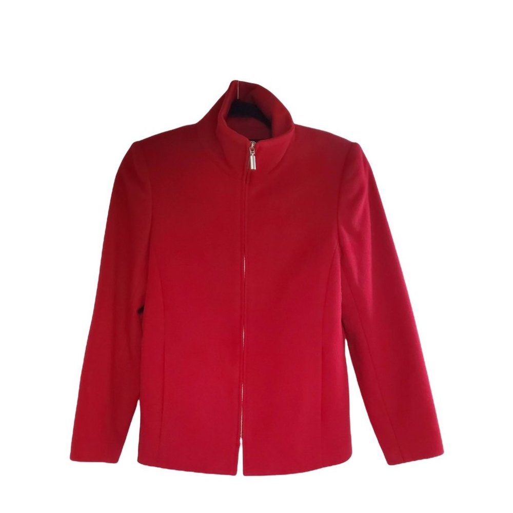 Petite Sophisticate Women Blazer Full Zip Jacket red wool/cashmere Sz 6